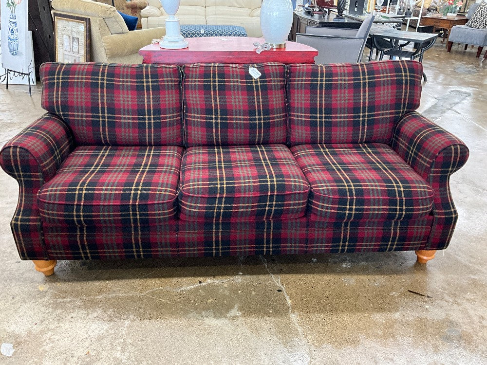 FlexSteel Red Plaid Sofa