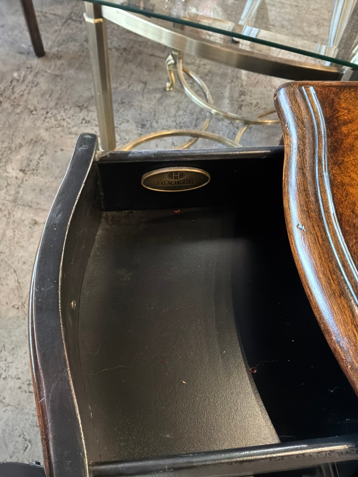 Hooker Sm Dark Wood End Table W/ Cabinet