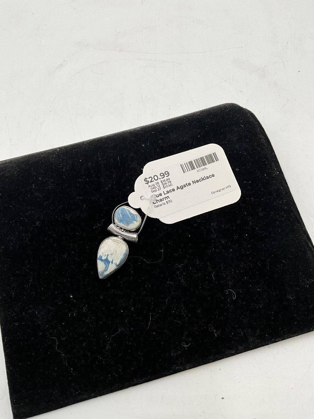 Blue Lace Agate Necklace Charm