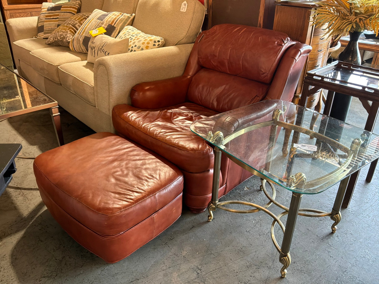 1970's MCM Leathercraft Chair with Ottoman