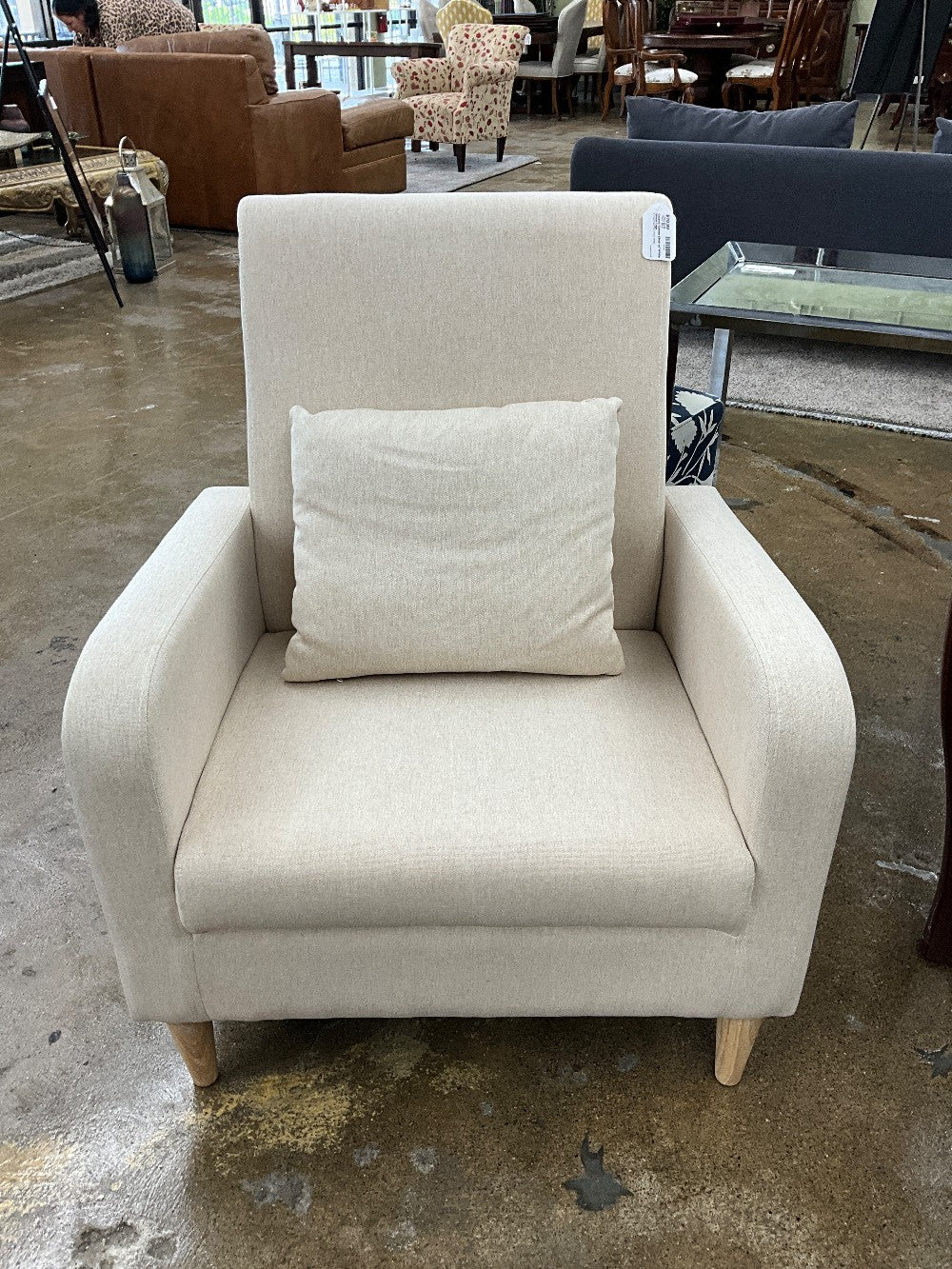 Colamy Cream Chair w/ White Wood Legs