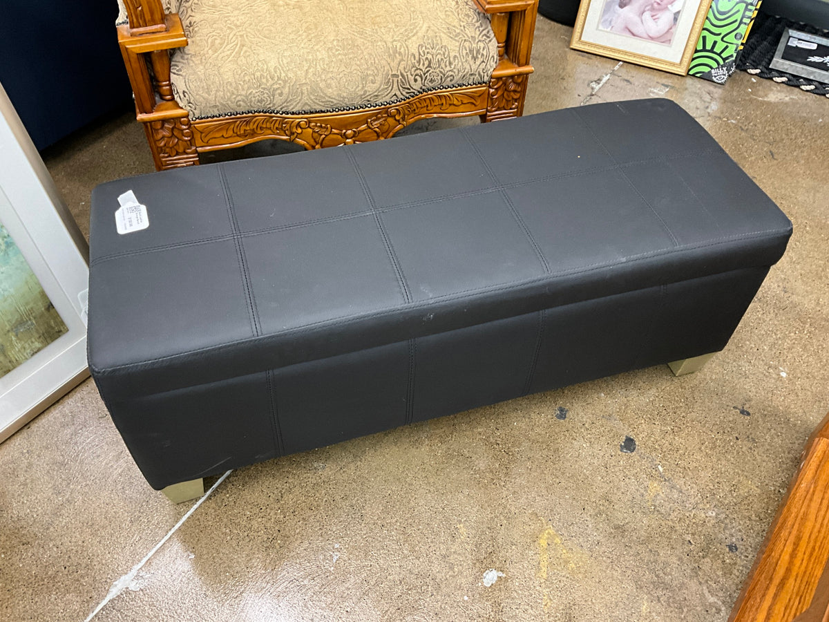 Black Leather Storage Bench
