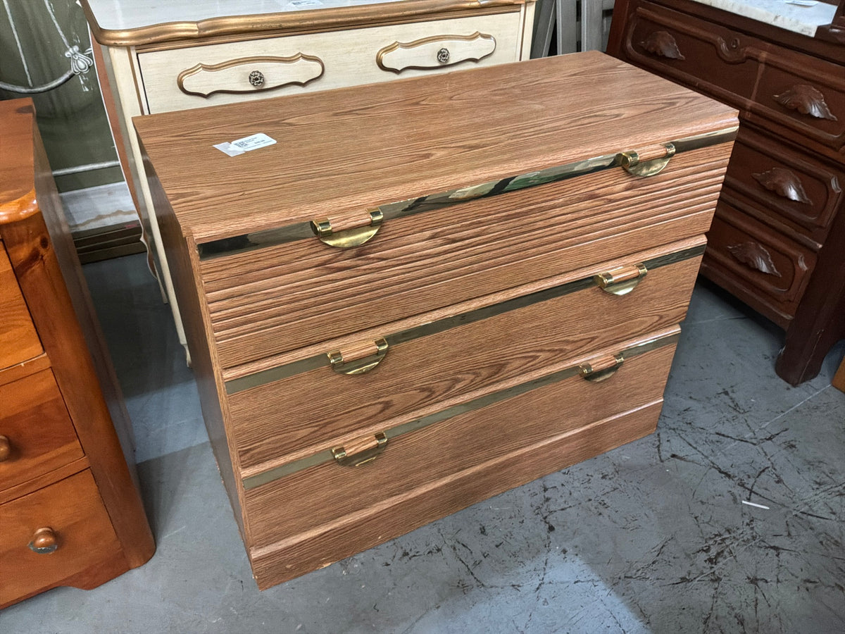 Wood/ Gold Dresser