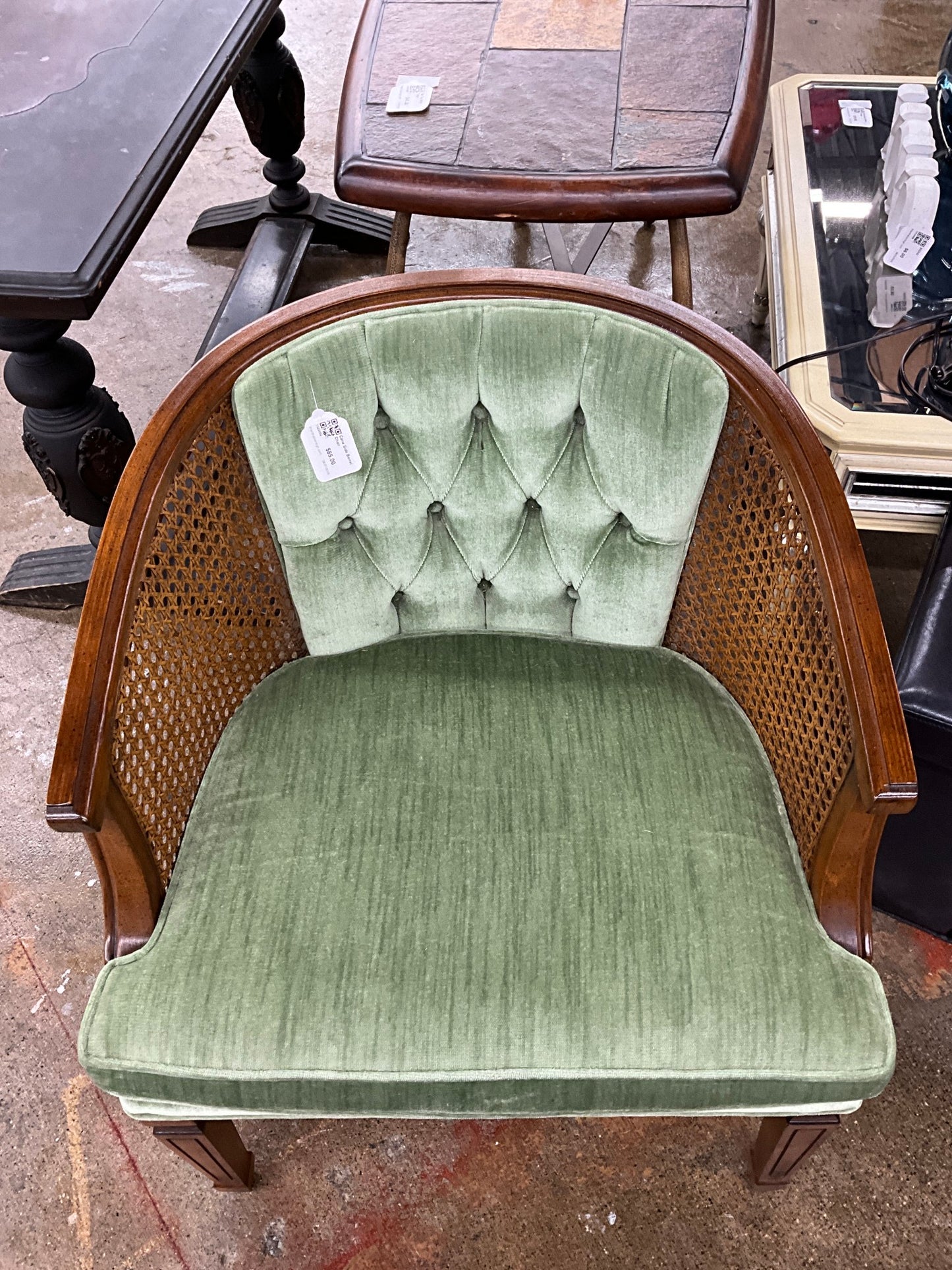 Cane Side Barrel Chair