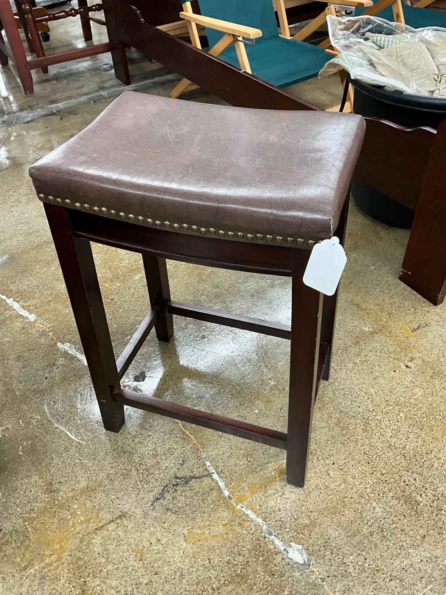 Wood/ Leather Barstool