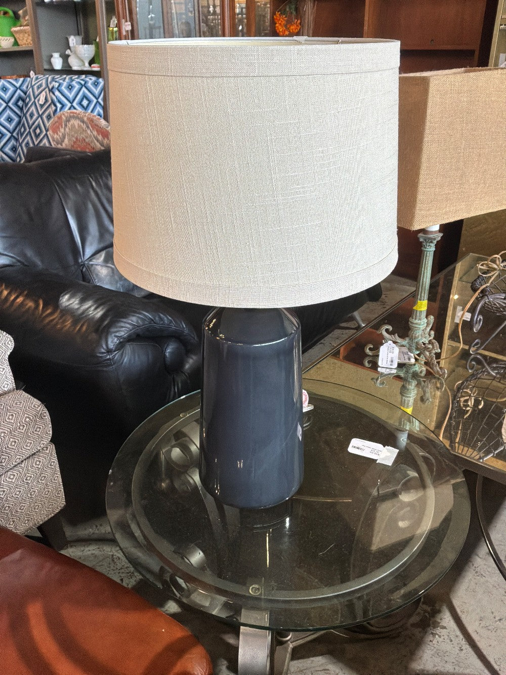 Navy Blue/ Lamps Tan Shades