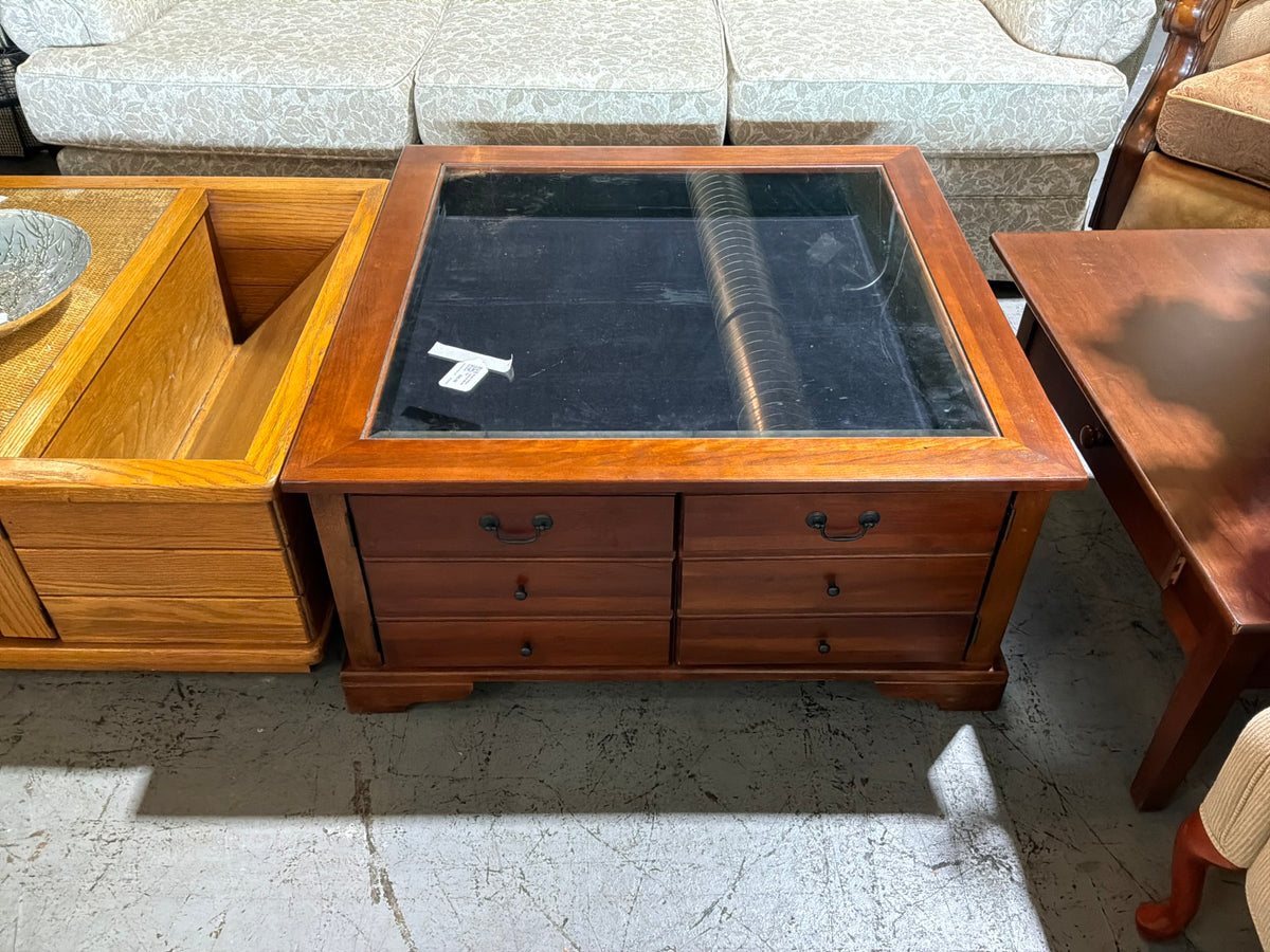 Wood Coffee Table w/ Mirror Top