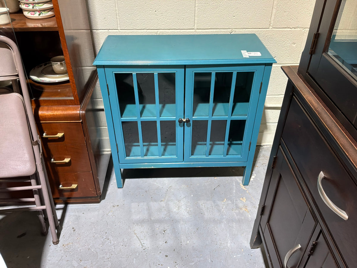 Teal Cabinet w/ Glass Doors