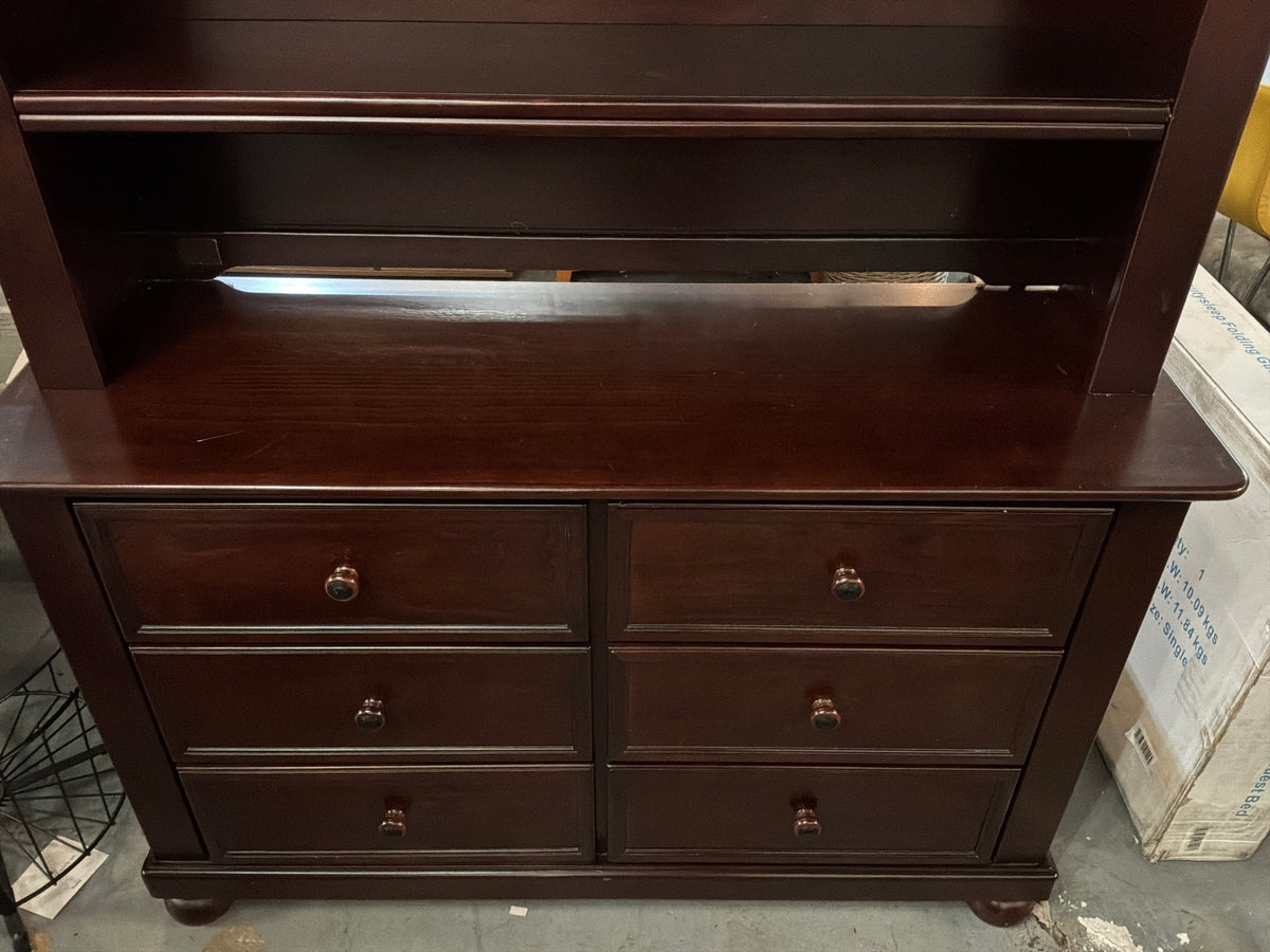 Dark Wood Dresser w Hutch Top
