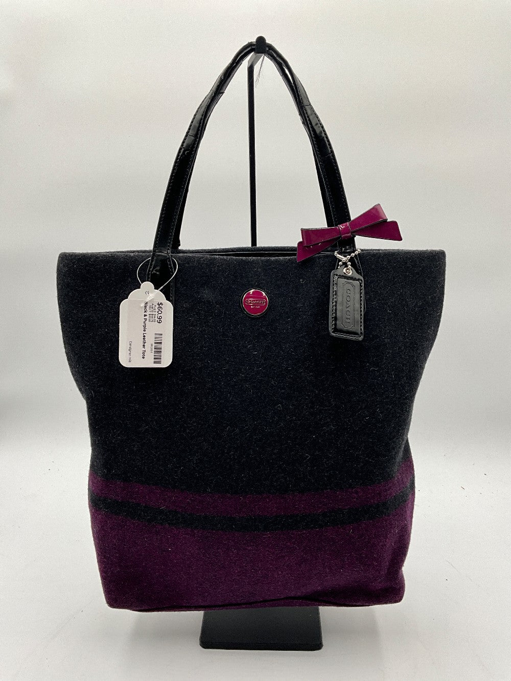 Black & Purple Leather Tote