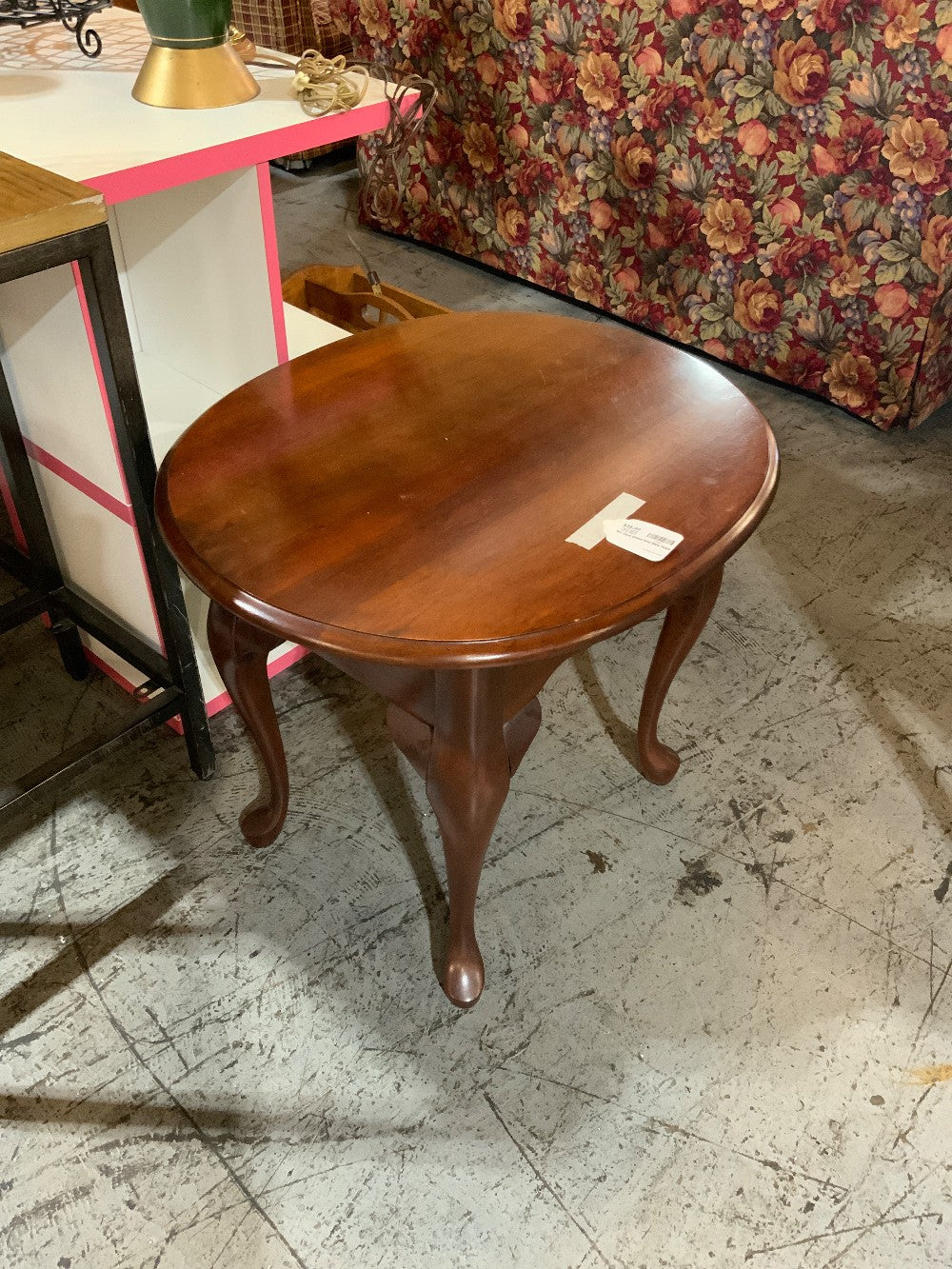 Sm Dark Wood Oval Side Table