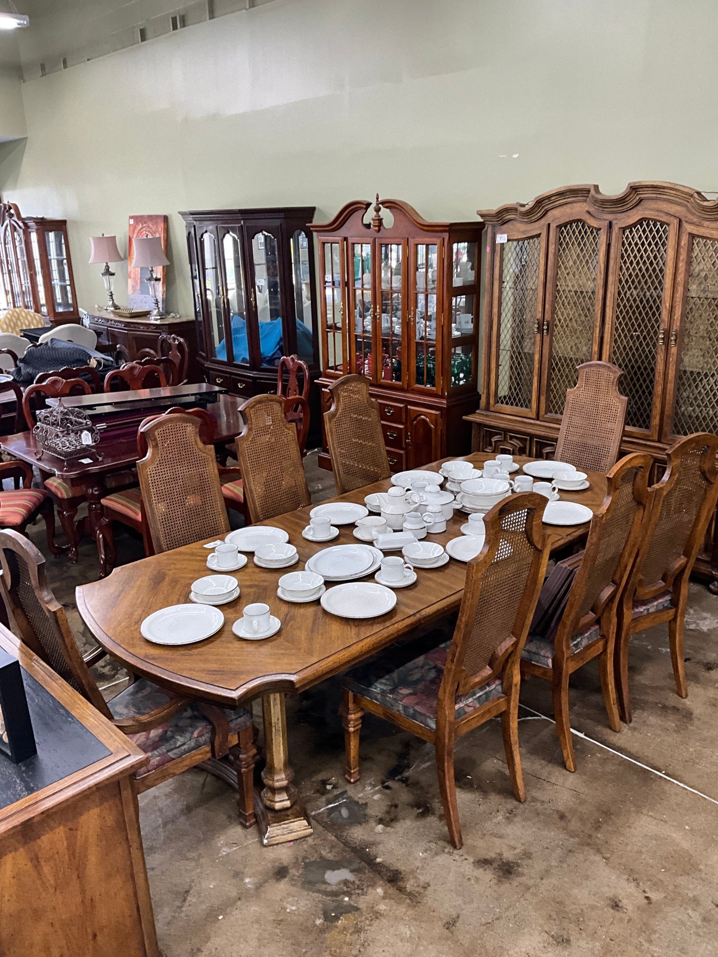 Table w/ 8 Cane-back Chairs