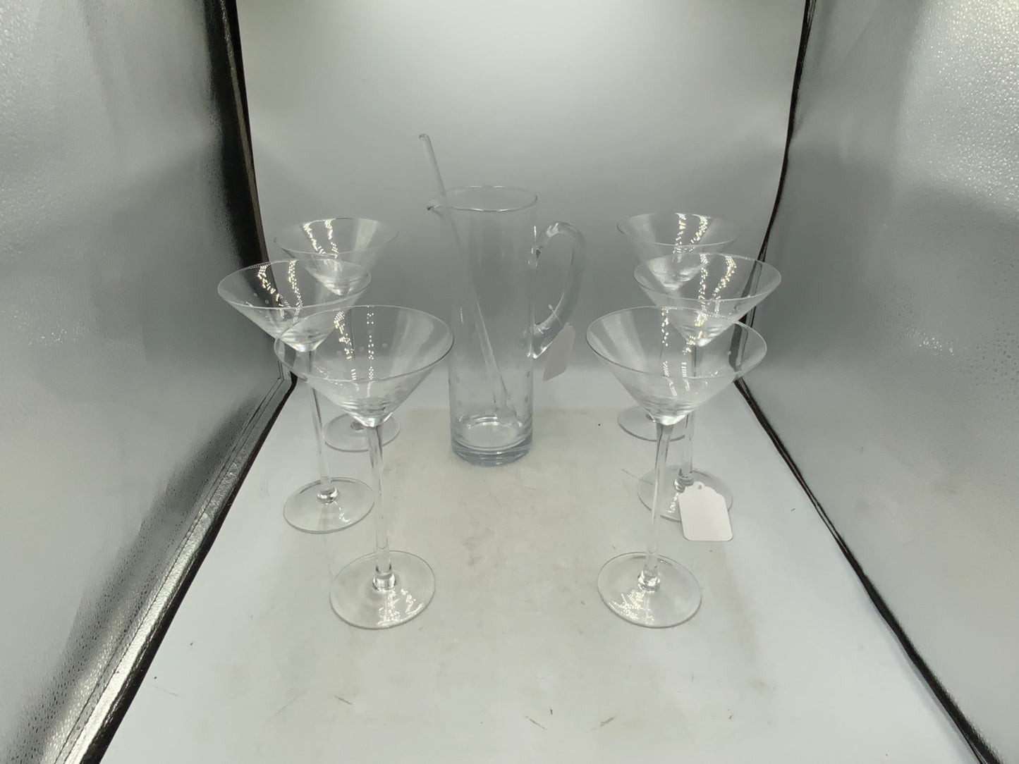 Pitcher with 6 Martini Glasses & Stir Stick