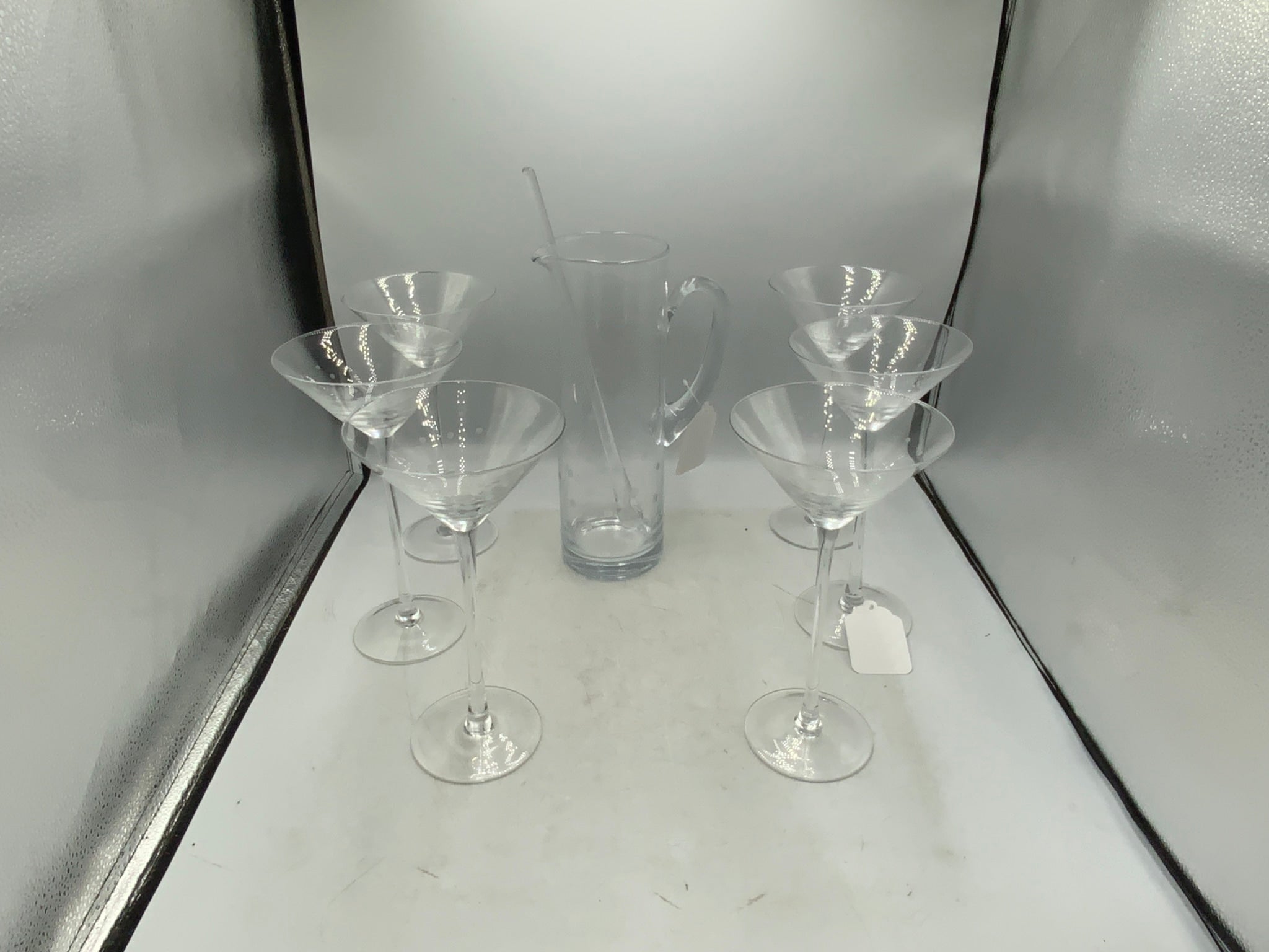 Pitcher with 6 Martini Glasses & Stir Stick