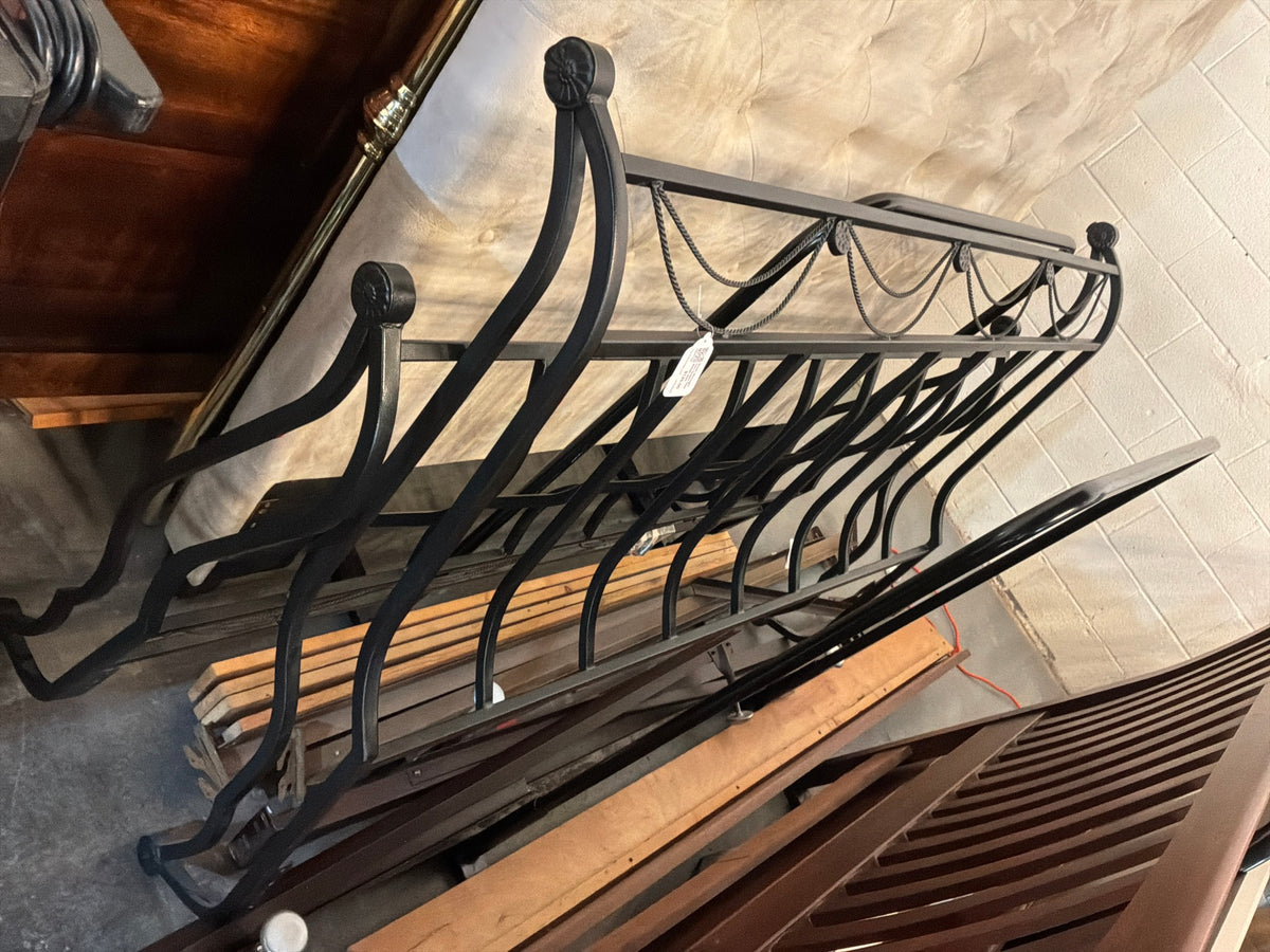 Black Wrought Iron Queen Size Sleigh Bed