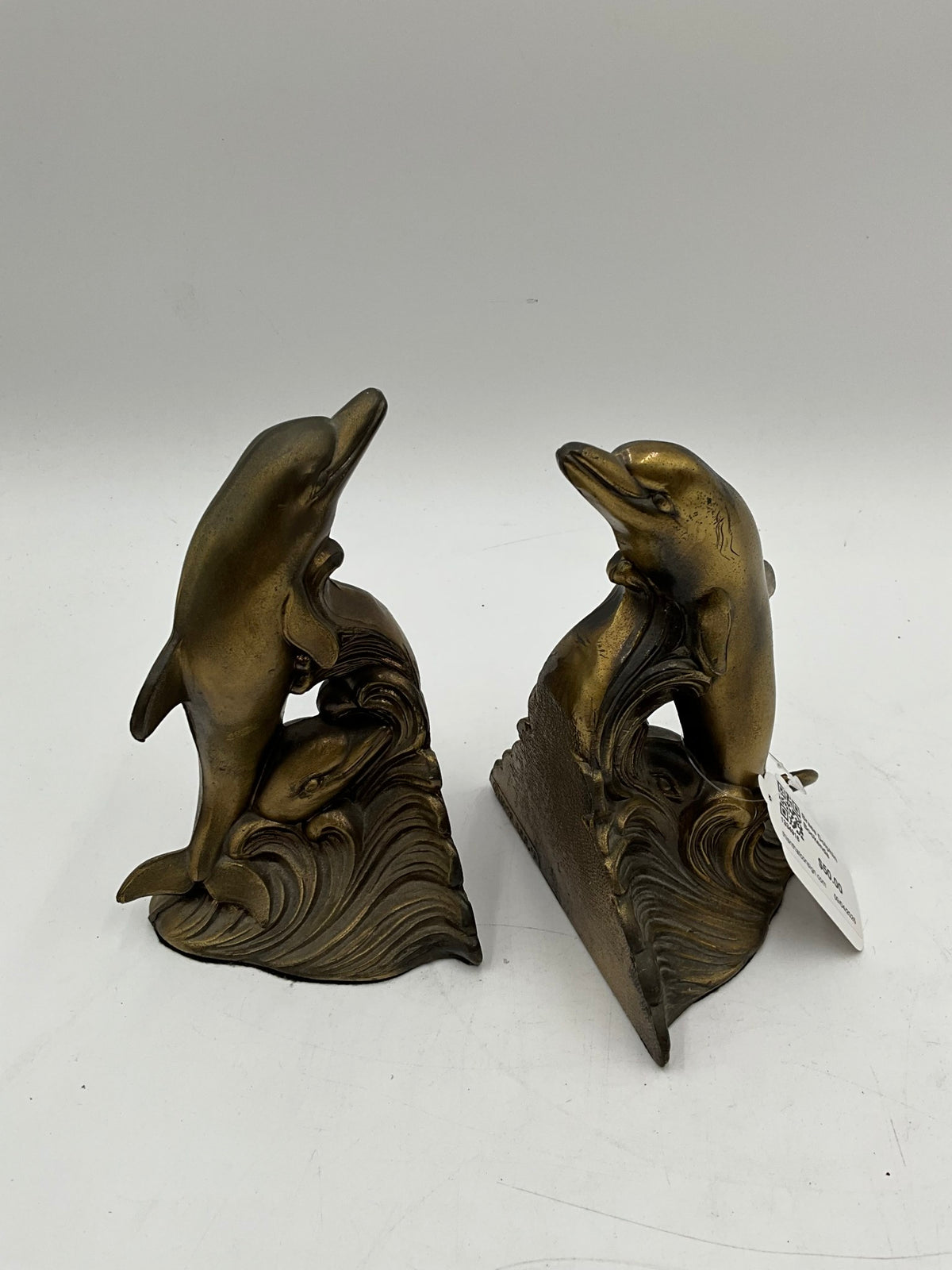 Brass Dolphin Bookends