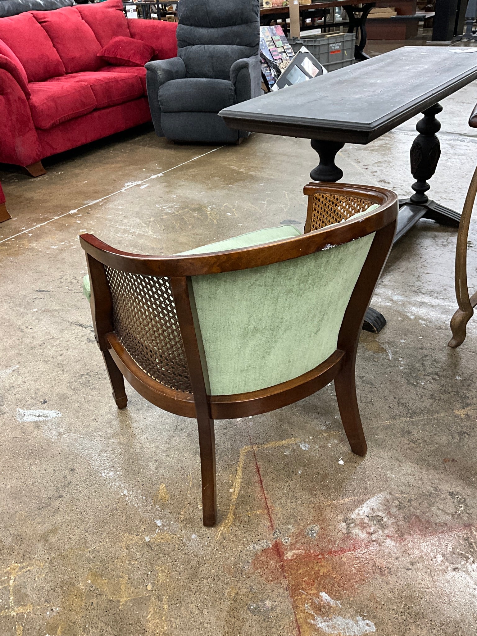 Cane Side Barrel Chair