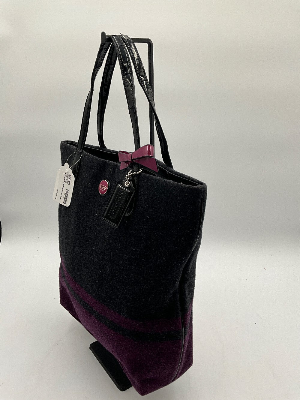 Black & Purple Leather Tote
