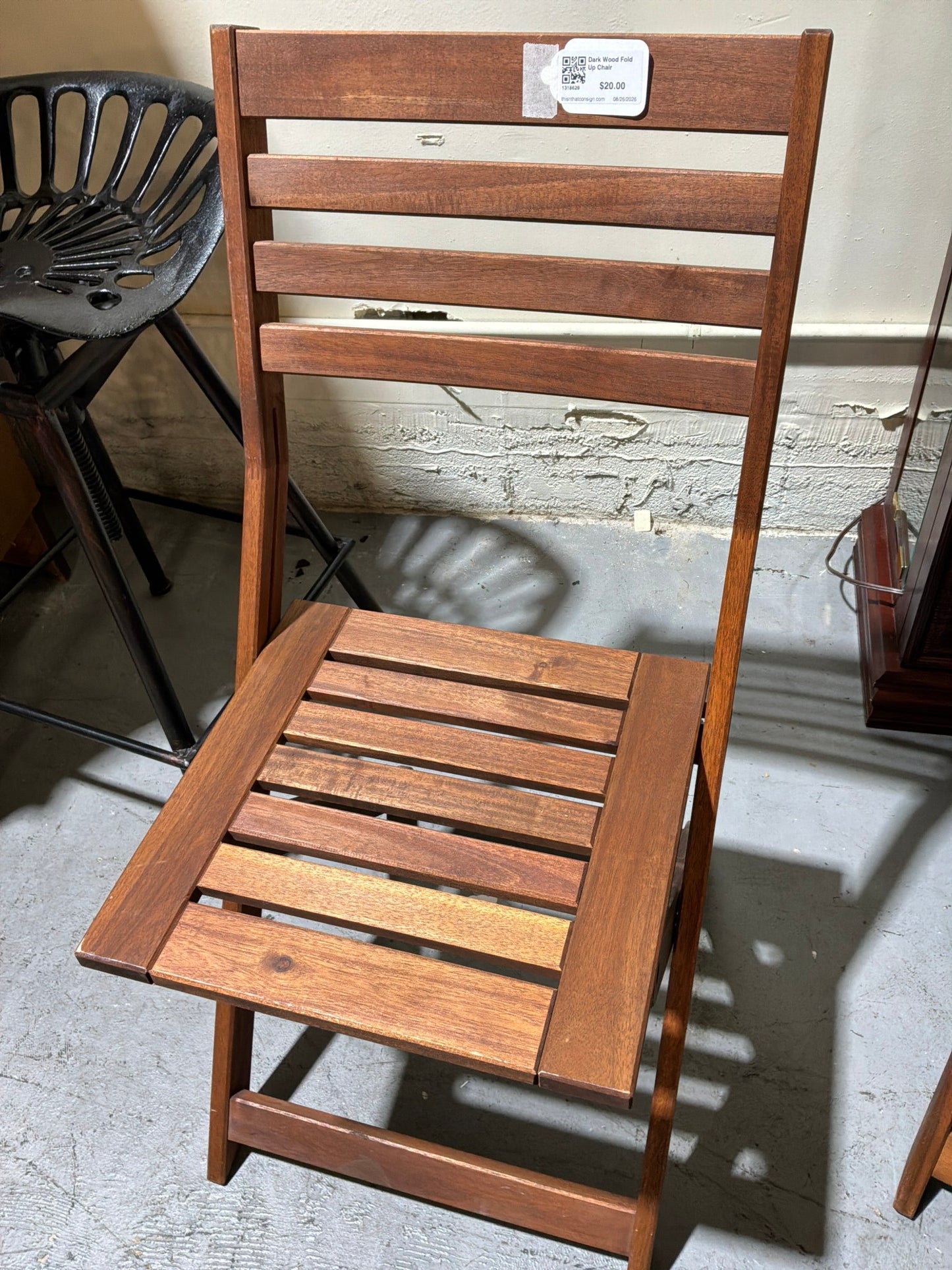 Dark Wood Fold Up Chair