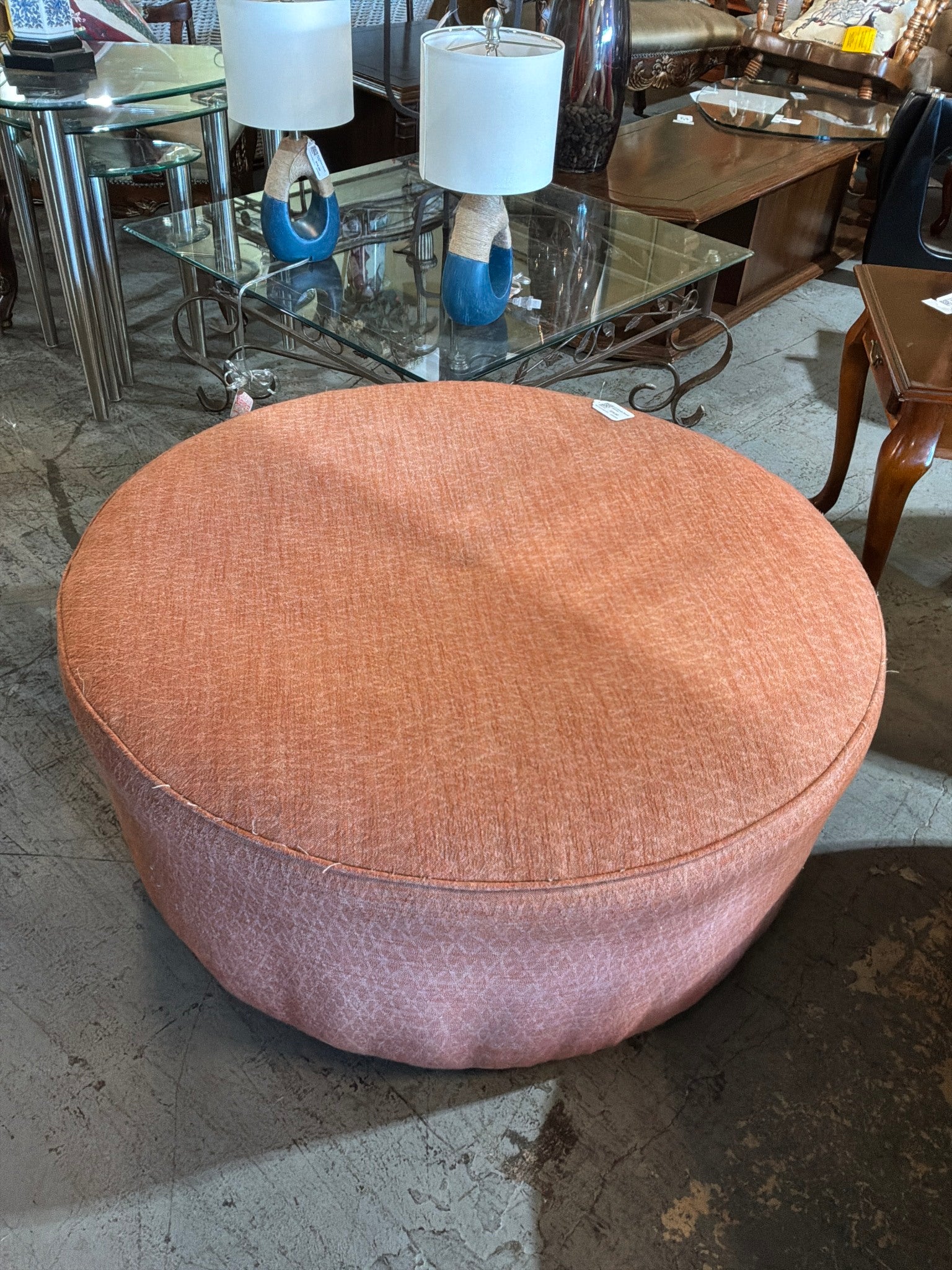 LG Orange Round Ottoman