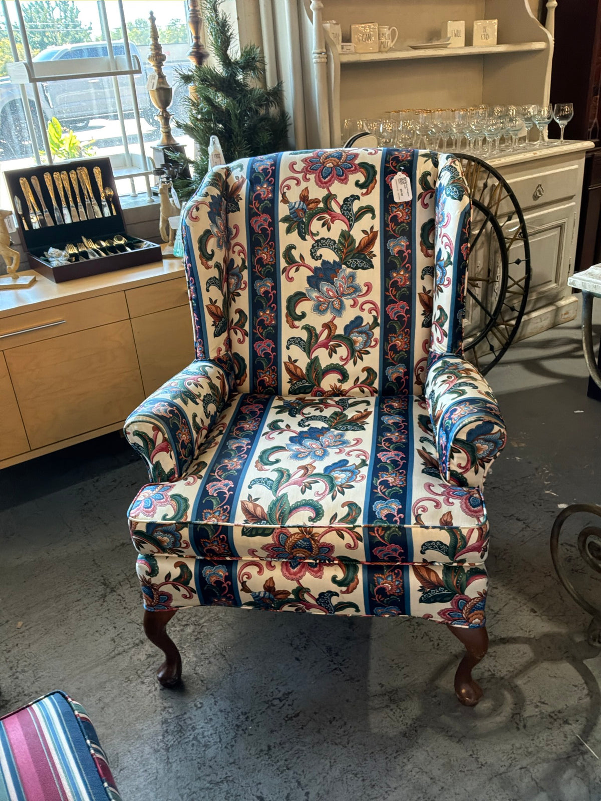 Floral Wingback Chair