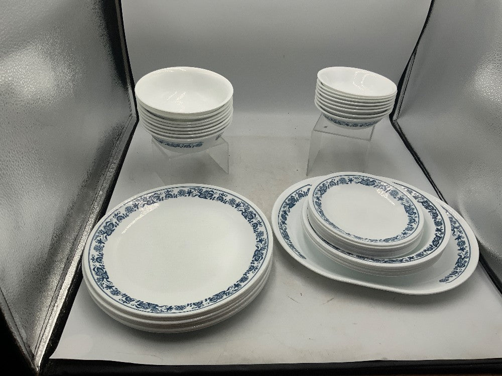 Corelle Old Town Blue Dish Place Setting for 8 (37 pc set)