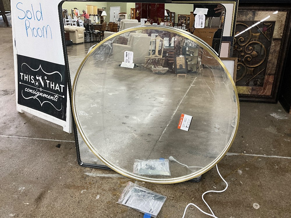 NEW LED Gold Frame Round Mirror