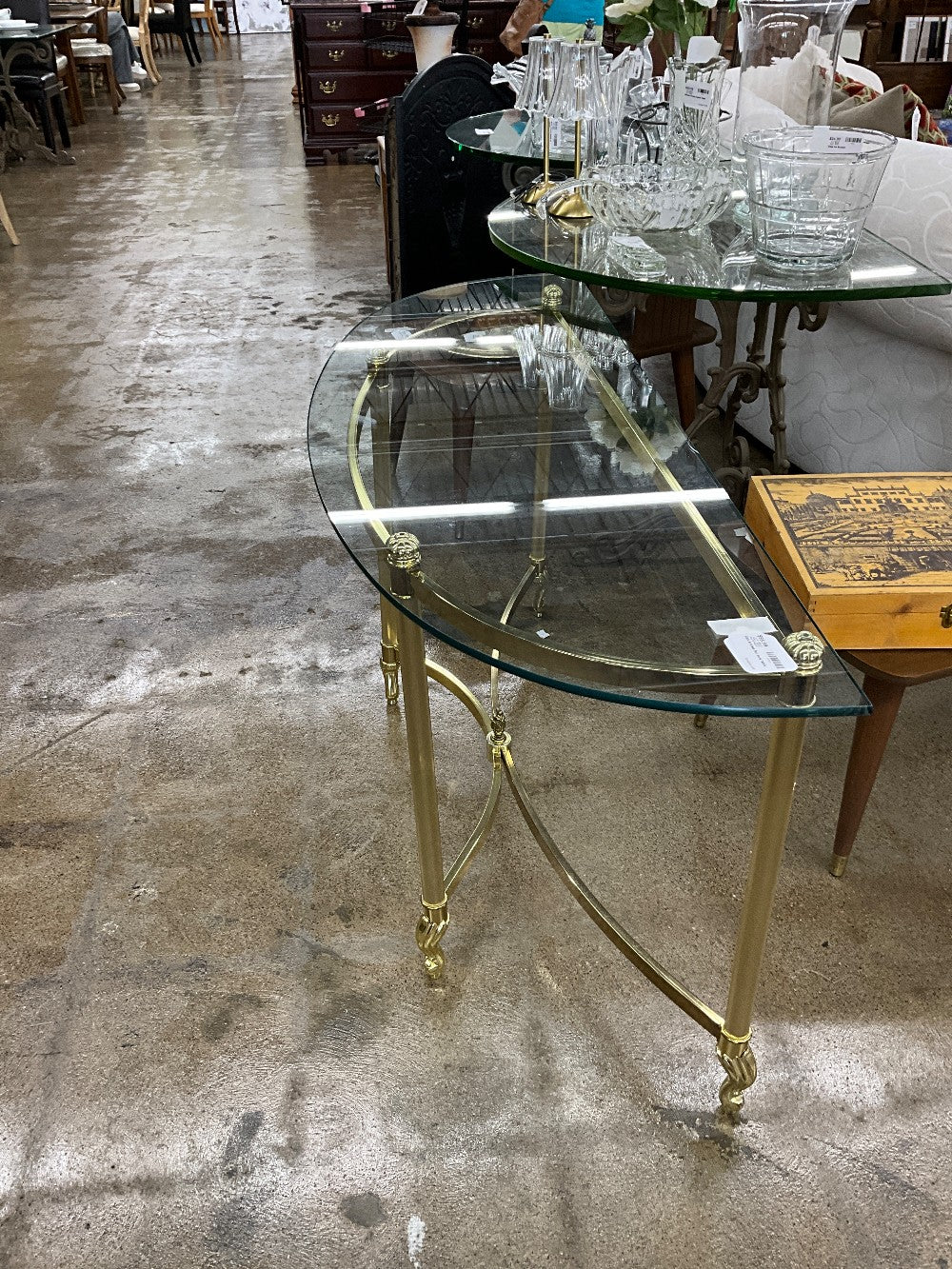 Gold & Glass Top Sofa Table