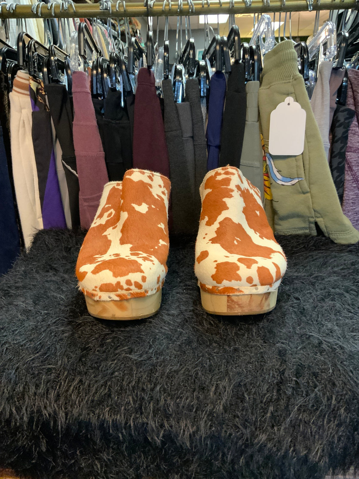 Cow Print Clogs Sz 8