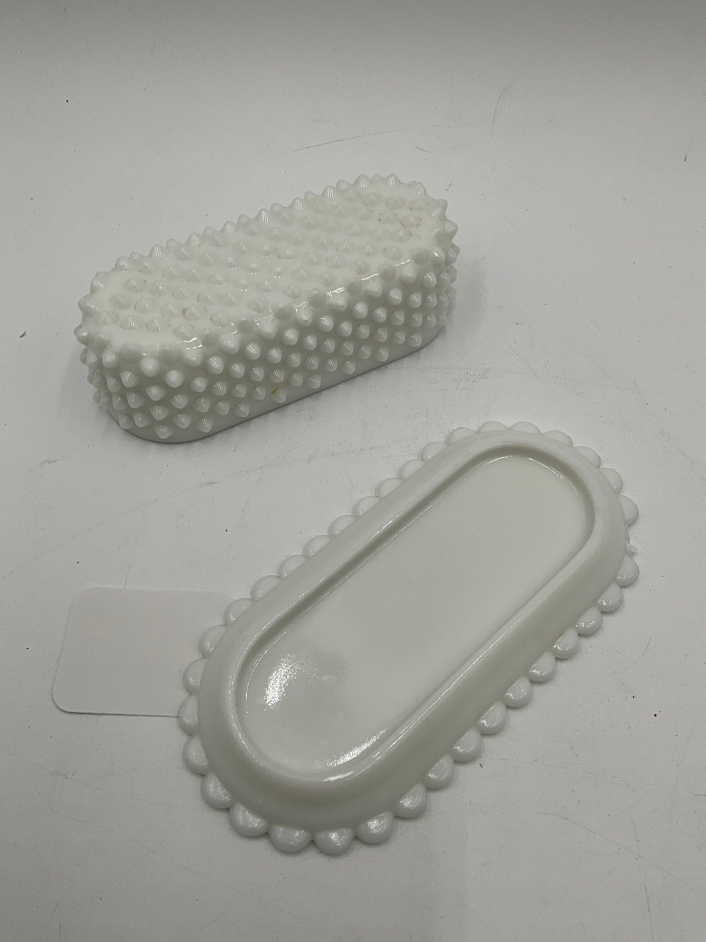 Milkglass Hobnail Butter Dish