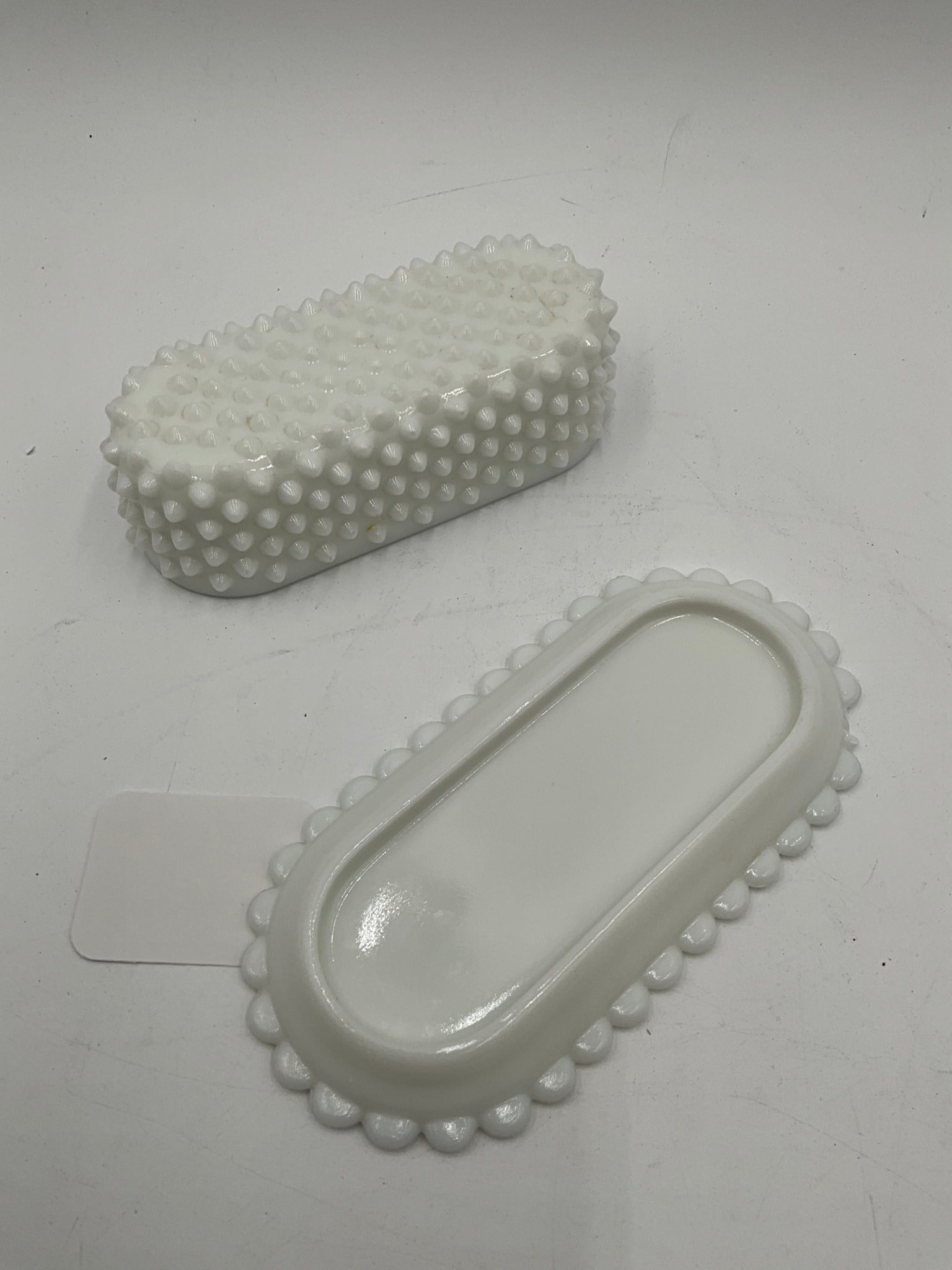 Milkglass Hobnail Butter Dish