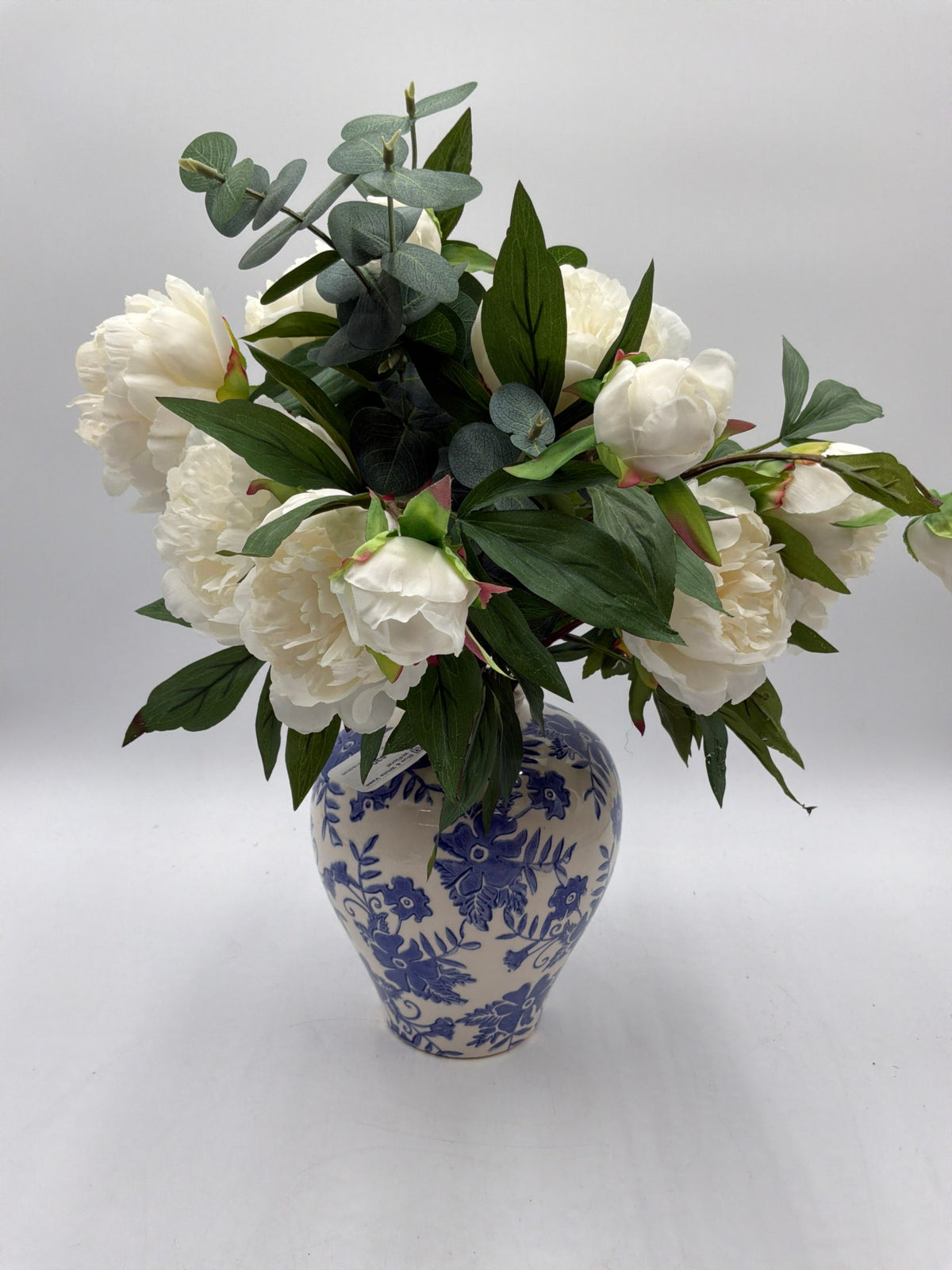 Blue & White Vase W/Floral