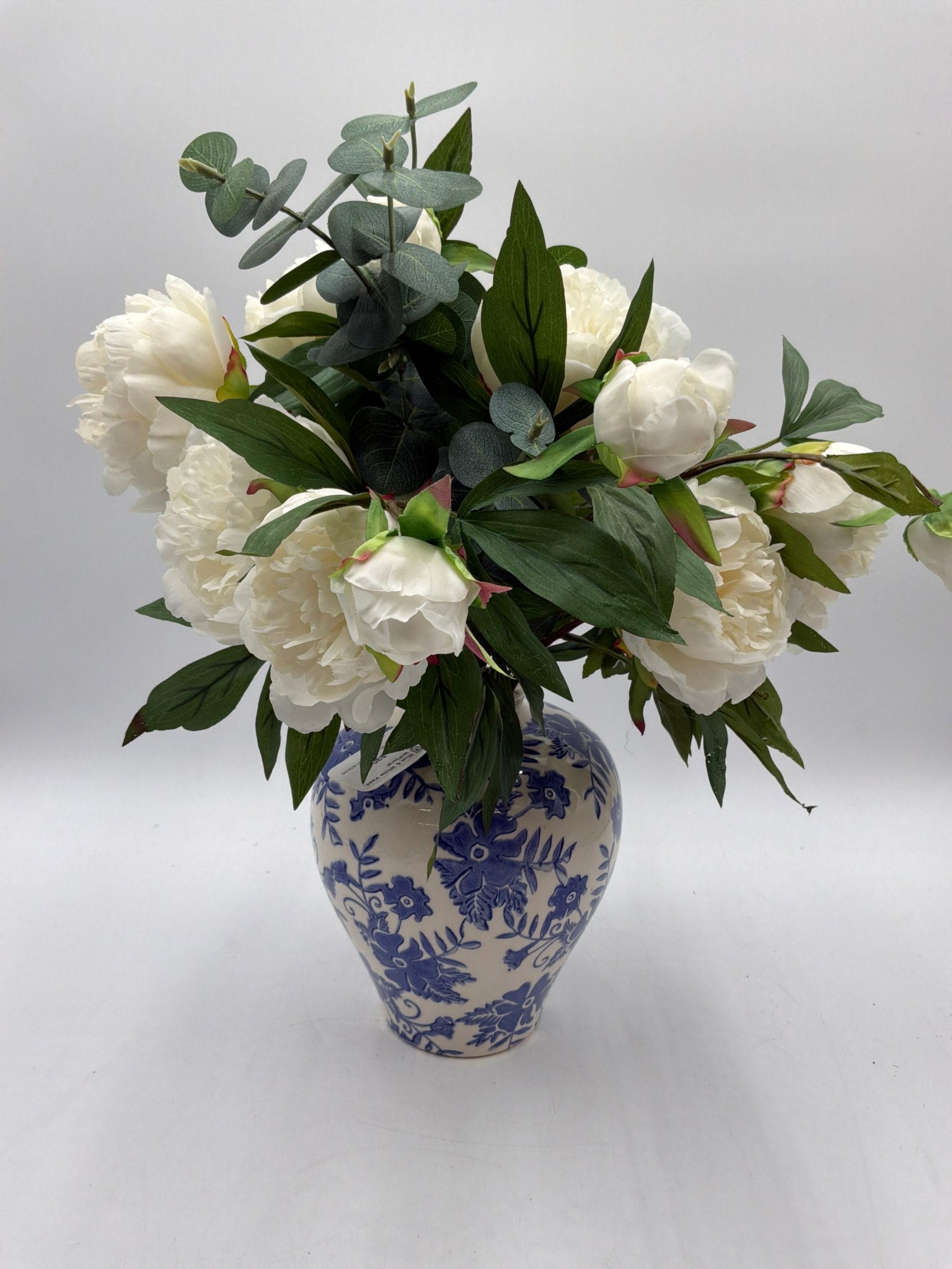 Blue & White Vase W/Floral