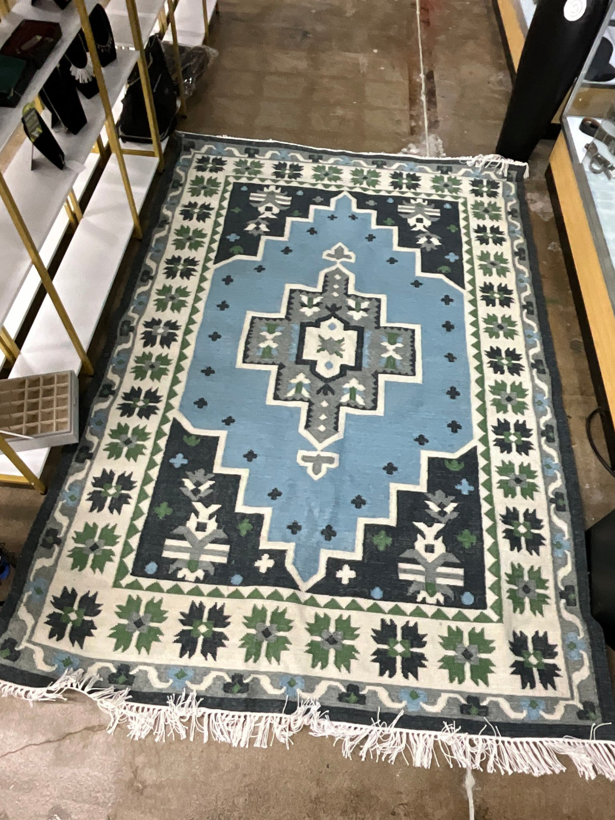 Frontgate Mosaic Pattern Bl/ Gr Rug