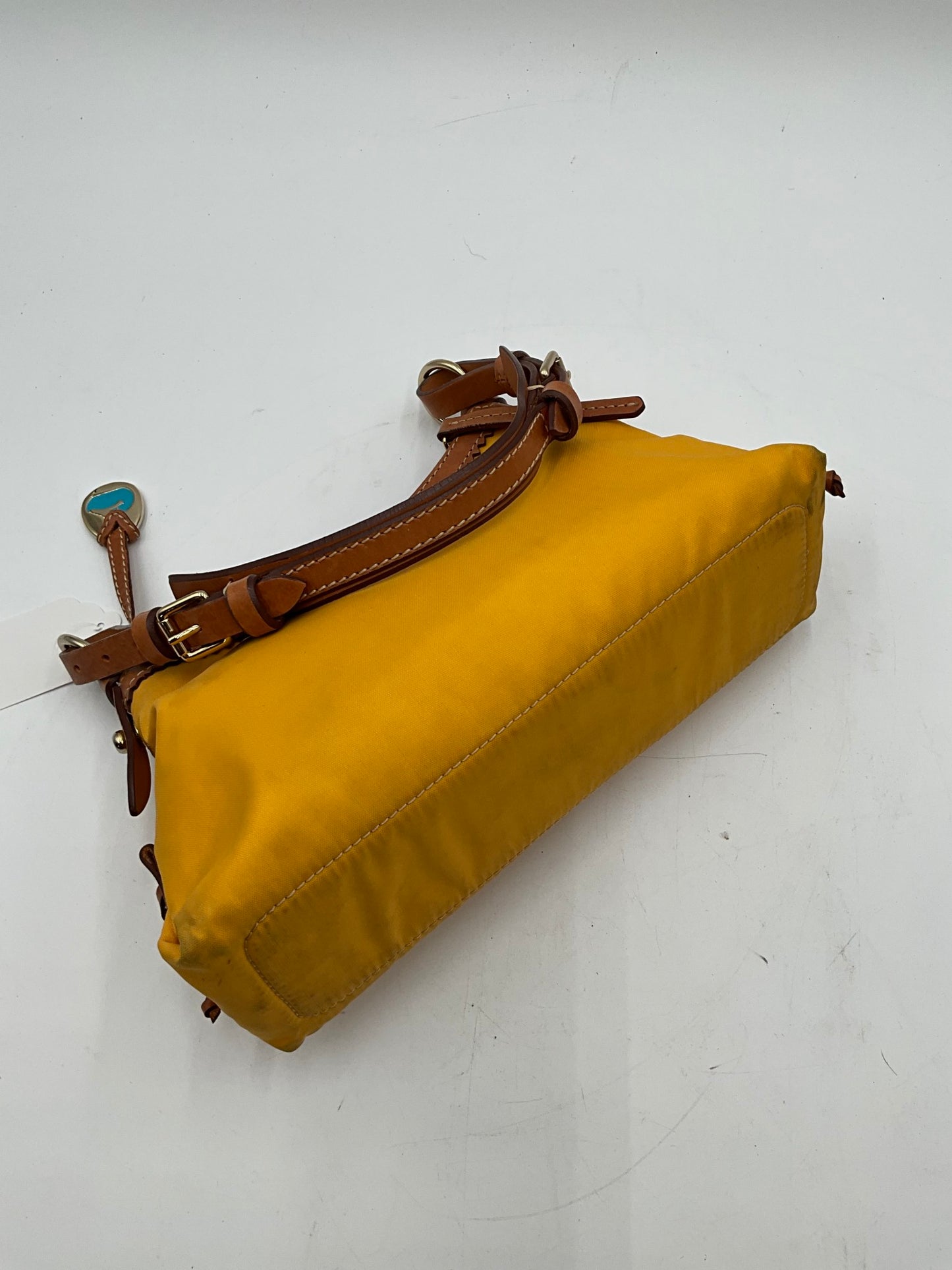 Yellow Dooney & Bourke Nylon/Tan Leather Shoulder Bag