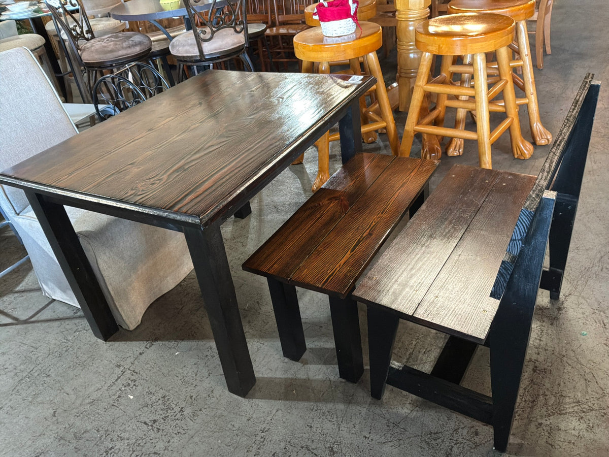 Wood Table w/2 Benches
