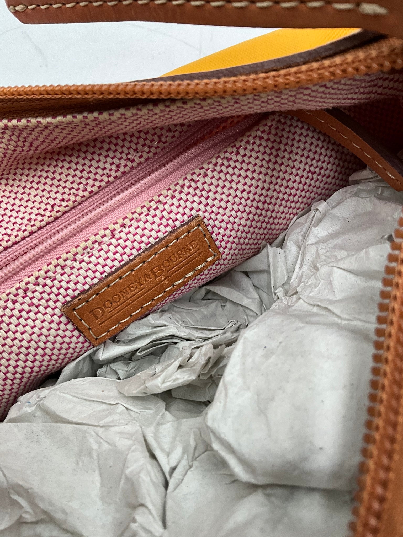 Yellow Dooney & Bourke Nylon/Tan Leather Shoulder Bag