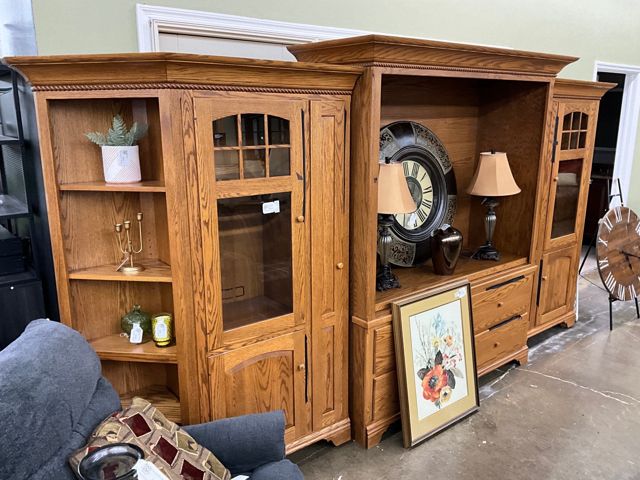 Amish Oak 3pc Entertainment Center