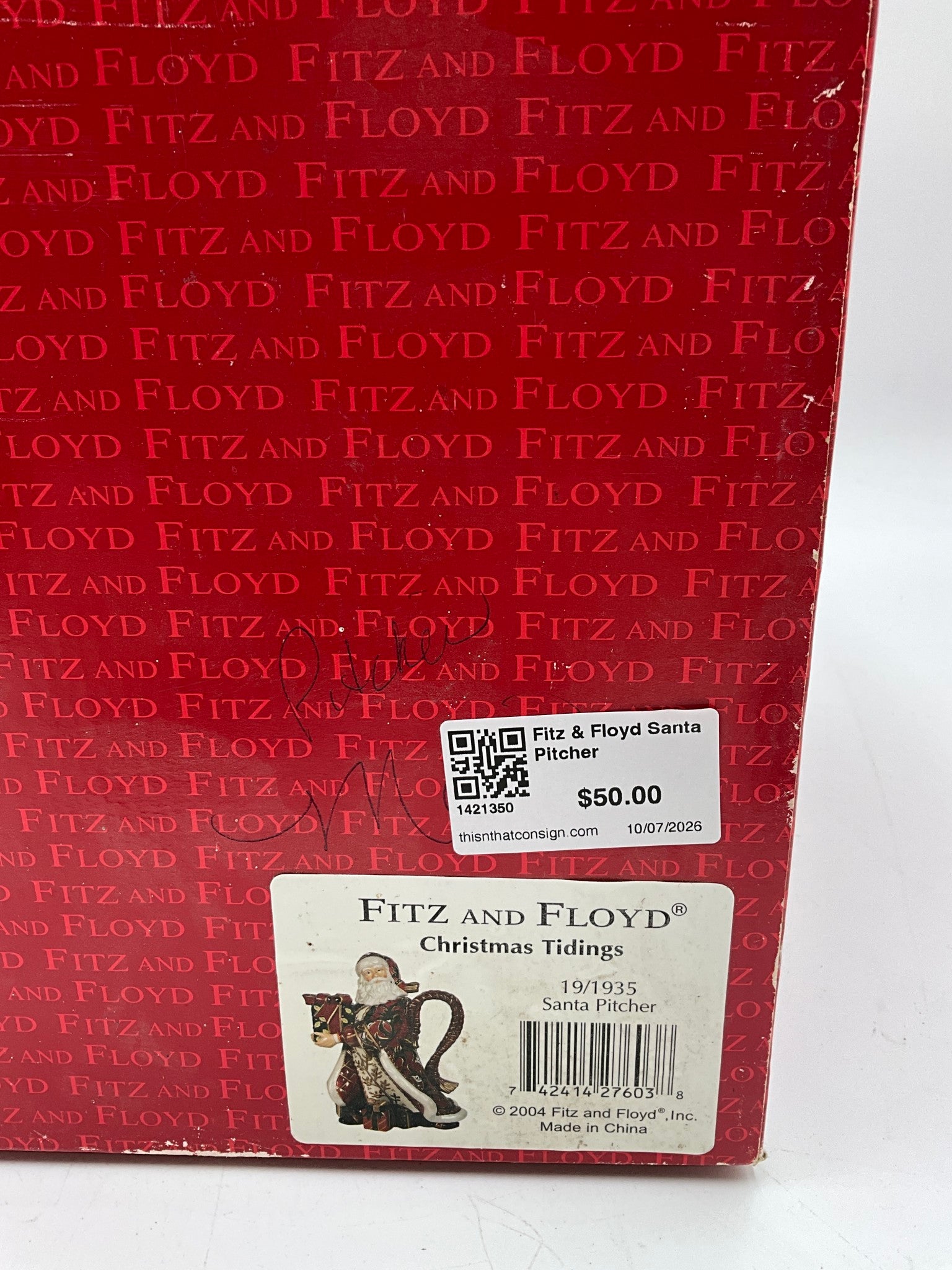 Fitz & Floyd Santa Pitcher