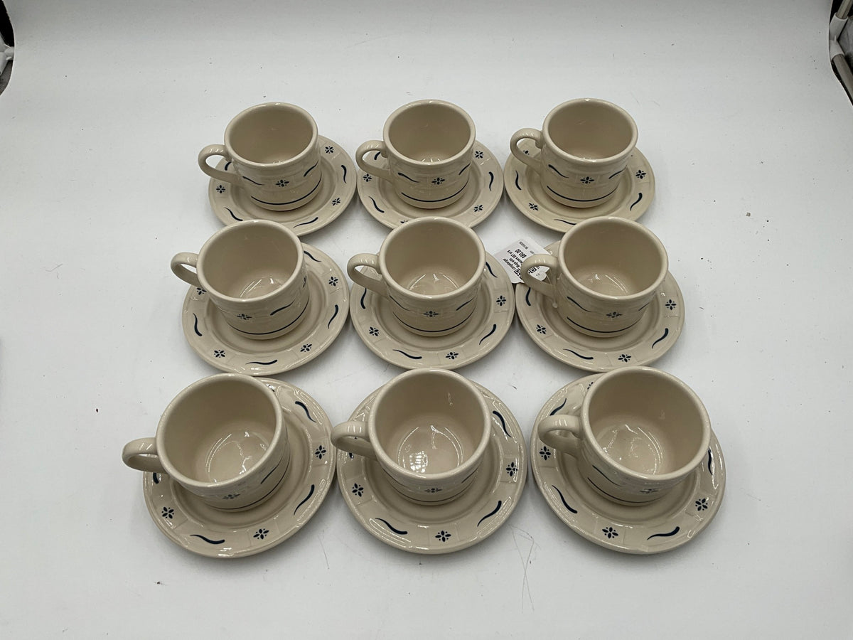 Longaberger Mugs with Saucers SET of 9