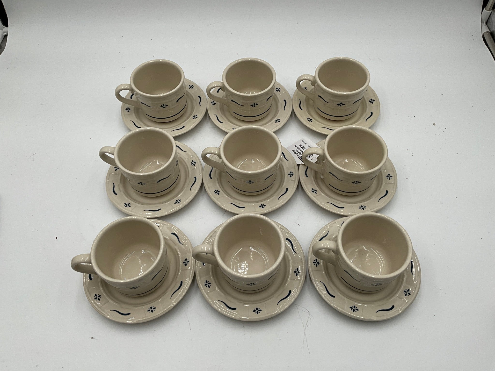 Longaberger Mugs with Saucers SET of 9
