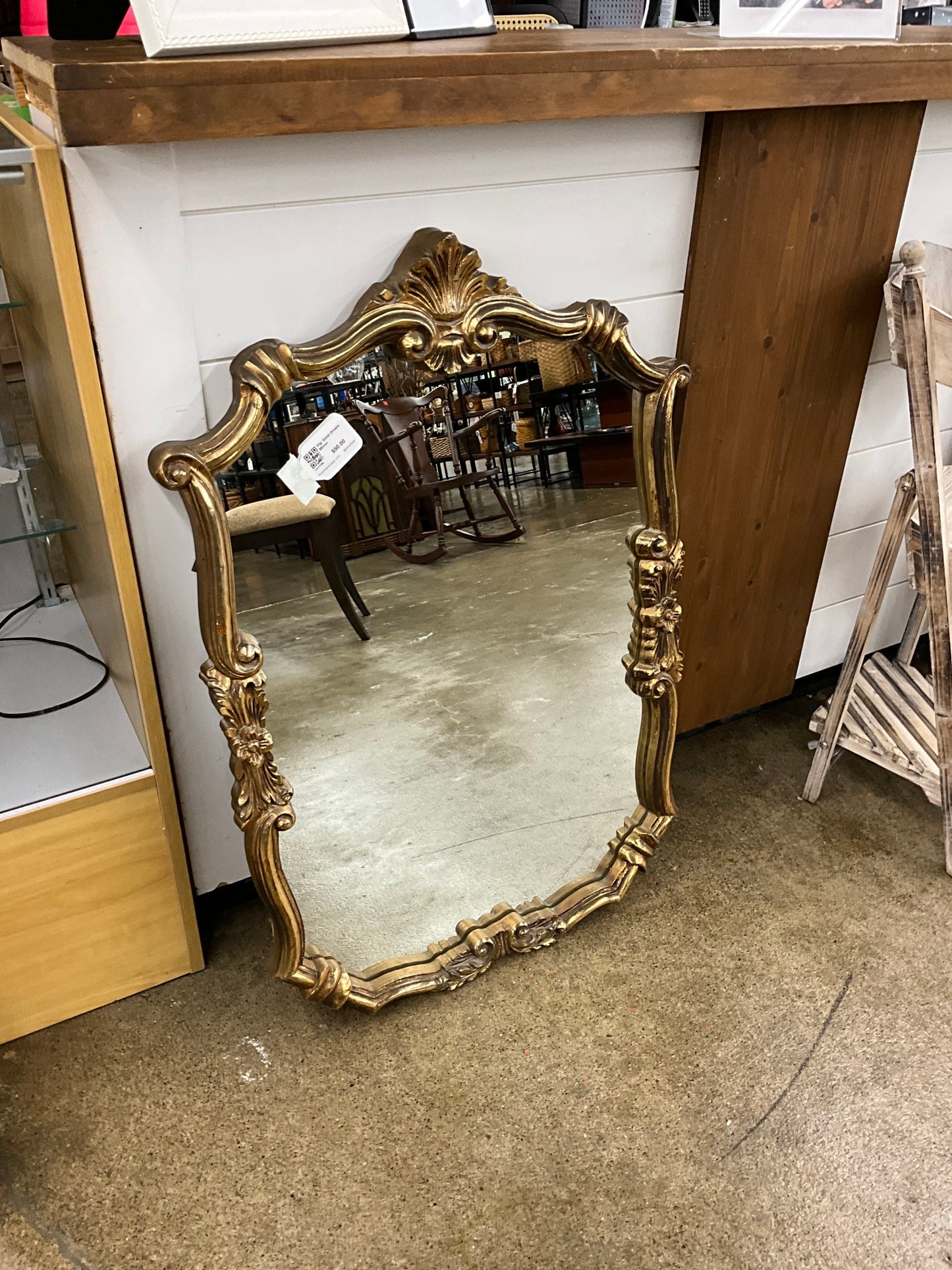 Vtg. Gold Ornate Mirror