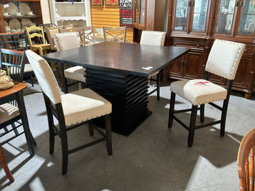 Modern Black Tall Dining Table w/ 4 Chairs