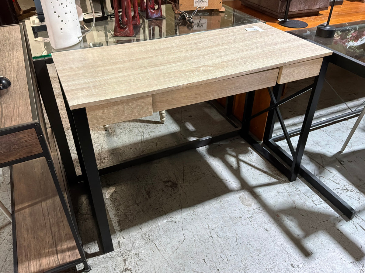 Sm Light Wood Metal Desk