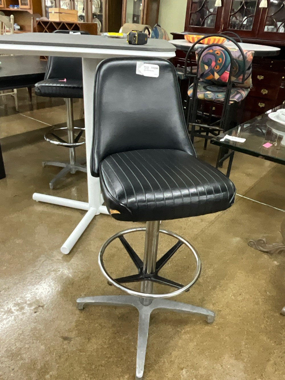 Vtg Leather Bar Stool