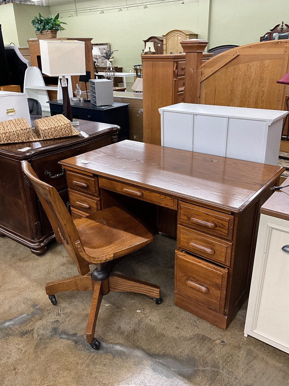 Solid Oak Desk w/ Chair