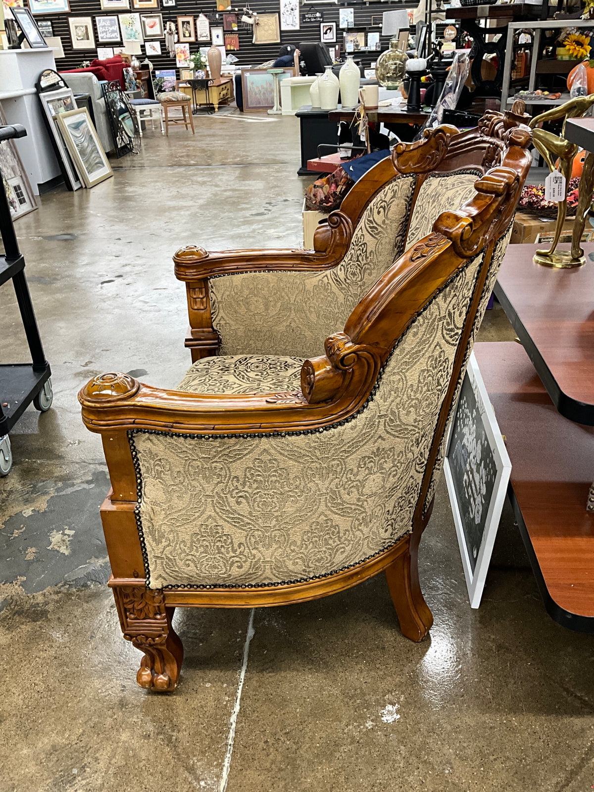 Vtg Antique Chair w/Wood Trim