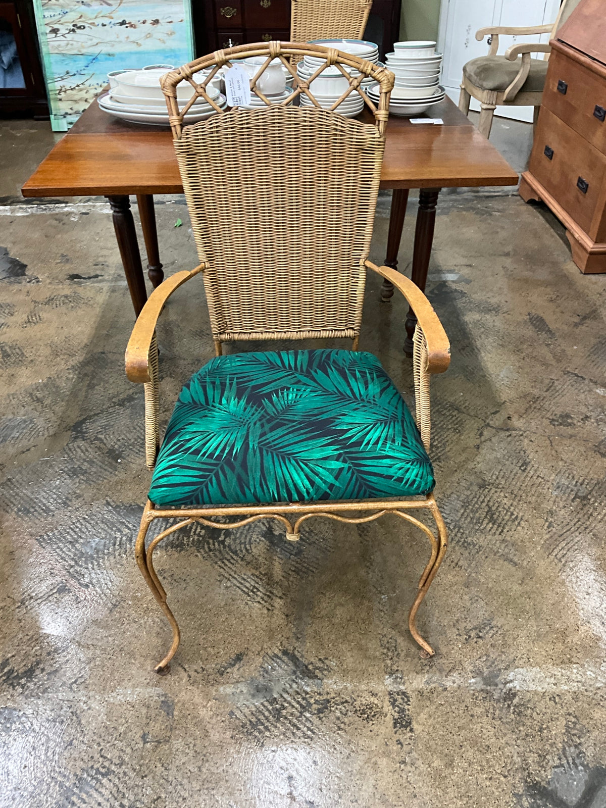 Wicker & Metal Chair w/Cushion