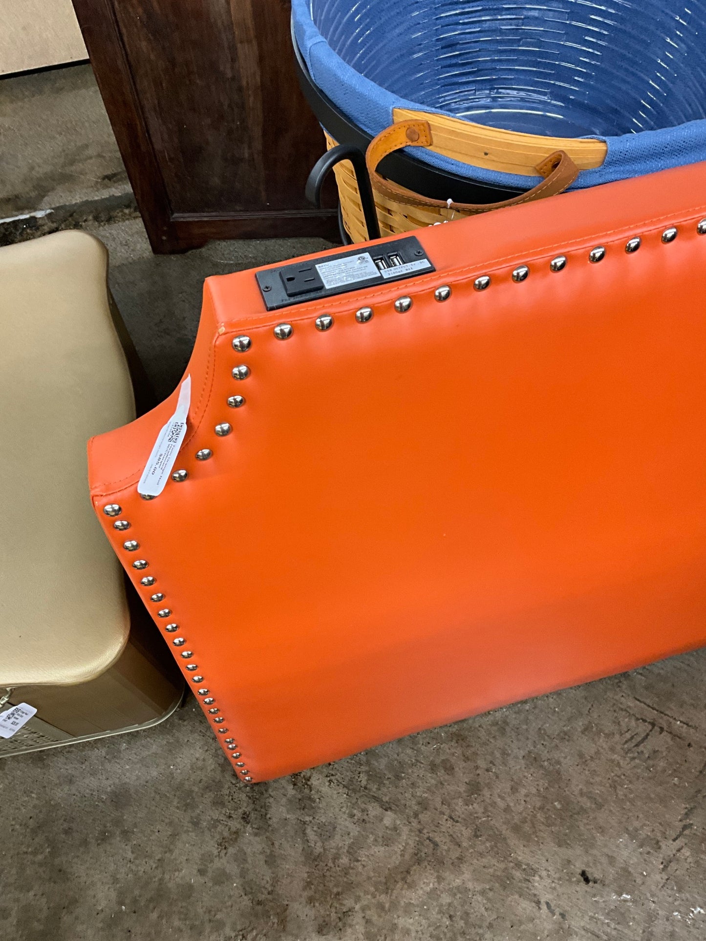 Twin Orange Nail Headboard W/Charger