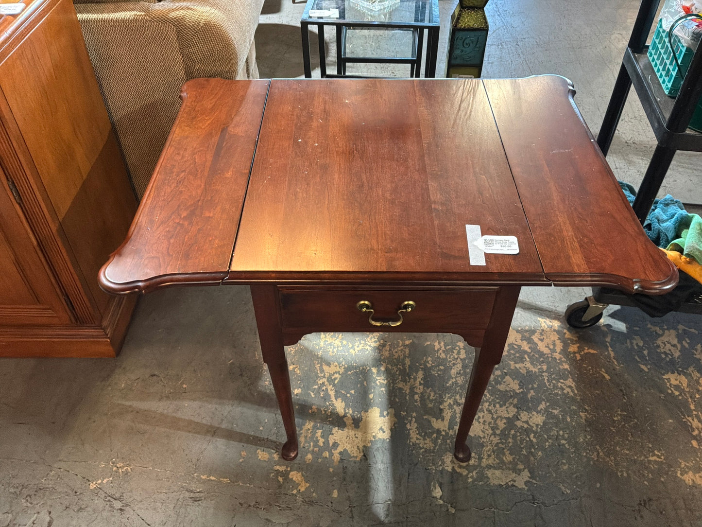Durham Dark Wood Side Table w/ Fold Up Leaves